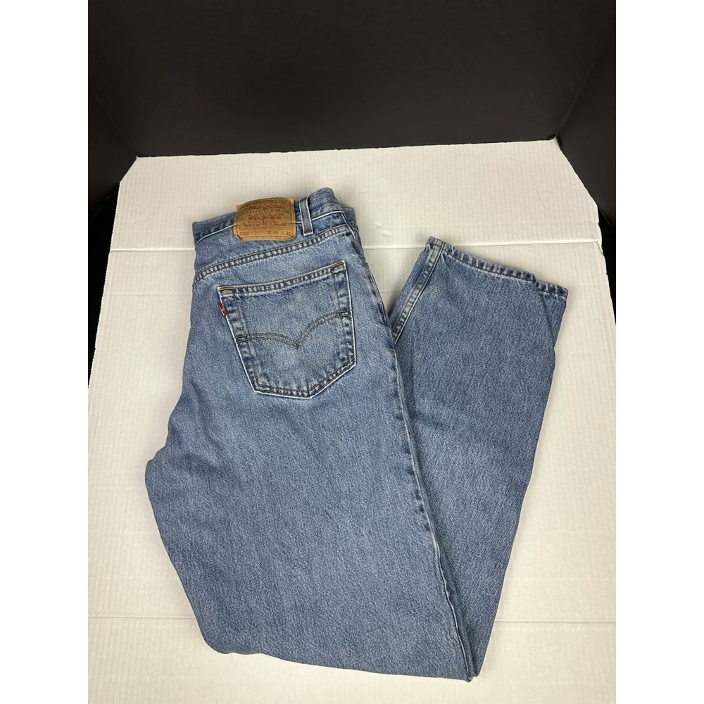 VTG Levis 550 USA Made Relaxed Fit Jeans Mens 36x31 Y2K Streetwear Blue Denim